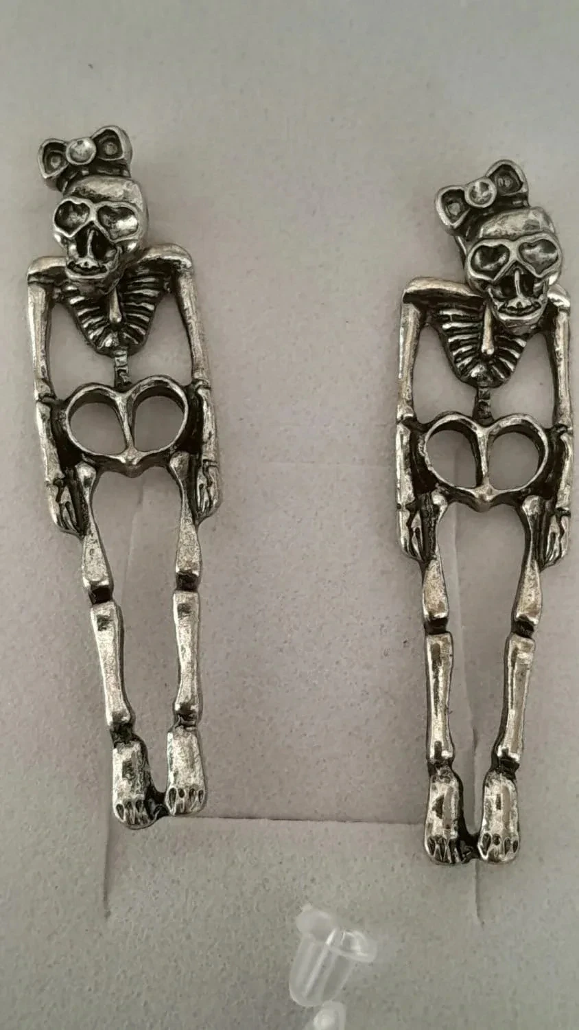 Aretes de esqueleto, estilo gótico, plateados – photo 3